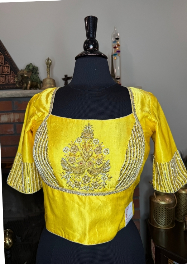 Lemon Yellow Pearl Sequin Blouse